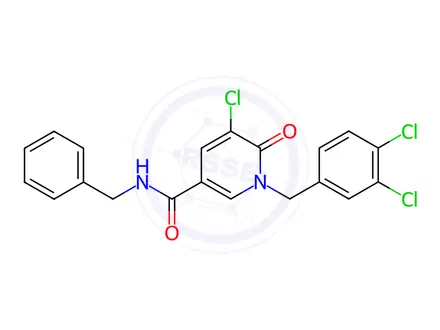 Chemical structure of N-benzyl-5-chloro-1-(3,4-dichlorobenzyl)-6-oxo-1,6-dihydropyridine-3-carboxamide