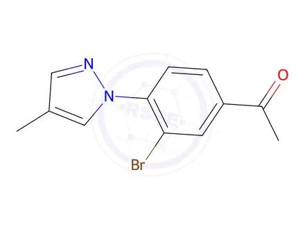 Chemical structure of 1-(3-Bromo-4-(4-methyl-1h-pyrazol-1-yl)phenyl)ethan-1-one