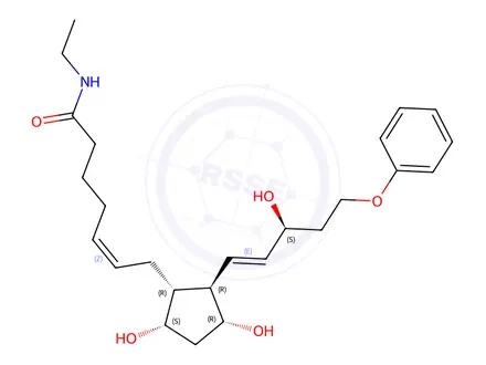Chemical structure of (Z)-7-[(1R,2R,3R,5S)-3,5-dihydroxy-2-[(E,3S)-3-hydroxy-5-phenoxypent-1-enyl]cyclopentyl]-N-ethylhept-5-enamide