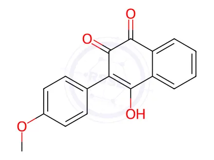 Chemical structure of 1,4-Naphthalenedione, 2-hydroxy-3-(4-methoxyphenyl)-