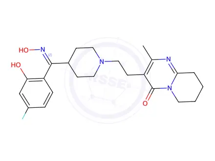 Chemical structure of 3-[2-[4-[(4-Fluoro-2-hydroxyphenyl)(hydroxyimino)methyl]-1-piperidinyl]ethyl]-6,7,8,9-tetrahydro-2-methyl-4H-pyrido[1,2-a]pyrimidin-4-one;