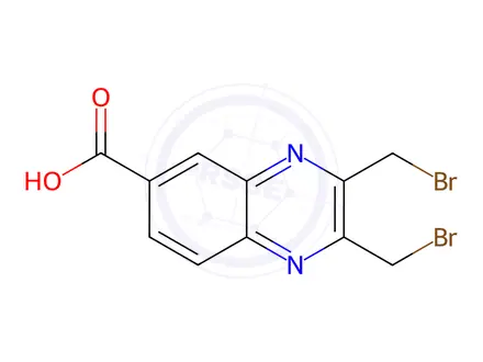 Chemical structure of 6-Quinoxalinecarboxylic acid, 2,3-bis(bromomethyl)-