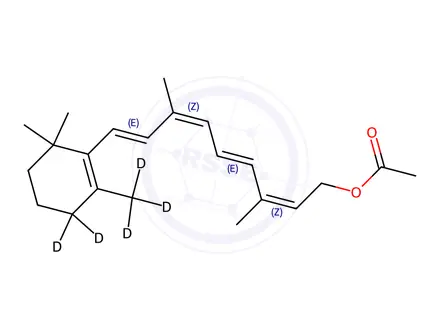 Chemical structure of 9-cis,13-cis-Retinol 15-Acetate-d5