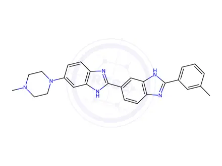 Chemical structure of 6-(4-Methylpiperazin-1-yl)-2'-(m-tolyl)-1H,3'H-2,5'-bibenzo[d]imidazole