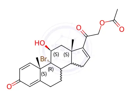 Chemical structure of (11β)-21-(Acetyloxy)-9-bromo-11-hydroxypregna-1,4,16-triene-3,20-dione