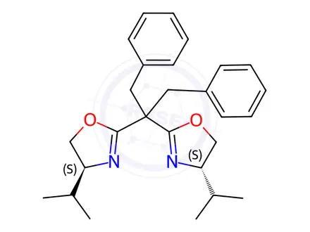 Chemical structure of (4S,4'S)-2,2'-[2-Phenyl-1-(phenylmethyl)ethylidene]bis[4-(1-methylethyl)-4,5-dihydrooxazole