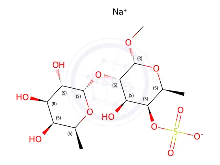 Chemical structure of methyl-2-O-fucopyranosylfucopyranoside 4-sulfate