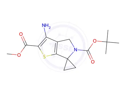Chemical structure of 5'-tert-Butyl 2'-methyl 3'-aminospiro[cyclopropane-1,6'-thieno[2,3-c]pyrrole]-2',5'(4'H)-dicarboxylate