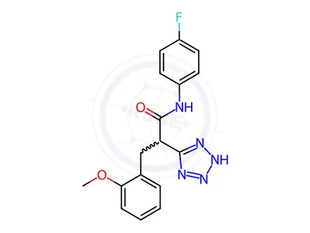 Chemical structure of N-(4-Fluorophenyl)-3-(2-methoxyphenyl)-2-(2H-1,2,3,4-tetrazol-5-yl)propanamide
