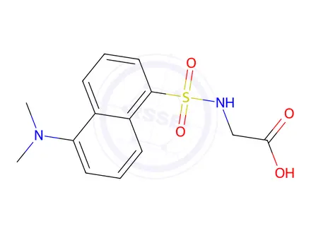 Chemical structure of N-[[5-(dimethylamino)-1-naphthyl]sulphonyl]glycine, compound with piperidine (1:1)