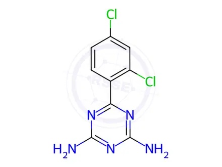 Chemical structure of 6-(2,4-Dichlorophenyl)-1,3,5-triazine-2,4-diamine