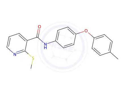 Chemical structure of 2-(Methylthio)-N-(4-(p-tolyloxy)phenyl)nicotinamide