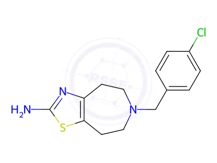 Chemical structure of 4H-THIAZOLO[4,5-D]AZEPIN-2-AMINE, 6-[(4-CHLOROPHENYL)METHYL]-5,6,7,8-TETRAHYDRO-, DIHYDROCHLORIDE