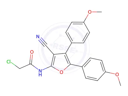 Chemical structure of 2-Chloro-N-[3-cyano-4,5-bis(4-methoxyphenyl)furan-2-yl]acetamide