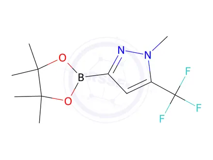 Chemical structure of 1-Methyl-3-(4,4,5,5-tetramethyl-1,3,2-dioxaborolan-2-yl)-5-(trifluoromethyl)-1H-pyrazole