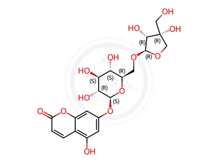 Chemical structure of 5-Hydroxy Apiosylskimmin