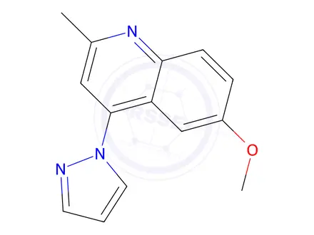 Chemical structure of 6-Methoxy-2-methyl-4-(1H-pyrazol-1-yl)quinoline