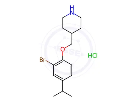 Chemical structure of 4-[(2-Bromo-4-isopropylphenoxy)methyl]piperidine hydrochloride