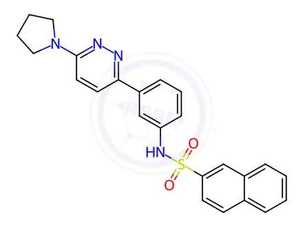 Chemical structure of N-[3-(6-pyrrolidin-1-ylpyridazin-3-yl)phenyl]naphthalene-2-sulfonamide