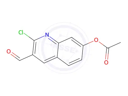 Chemical structure of 2-Chloro-3-formylquinolin-7-yl acetate