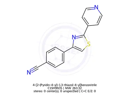 Chemical structure of 4-[2-(Pyridin-4-yl)-1,3-thiazol-4-yl]benzonitrile