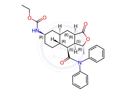 Chemical structure of [(1R,3aR,4aR,6R,8aR,9S,9aS)-9-[(Diphenylamino)carbonyl]dodecahydro-1-methyl-3-oxonaphtho[2,3-c]furan-6-yl]carbamic acid ethyl ester