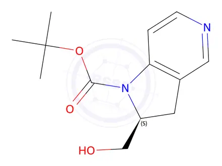 Chemical structure of Tert-butyl (S)-2-(hydroxymethyl)-2,3-dihydro-1H-pyrrolo[3,2-c]pyridine-1-carboxylate