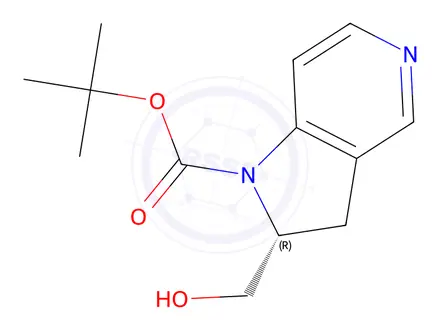Chemical structure of Tert-butyl (R)-2-(hydroxymethyl)-2,3-dihydro-1H-pyrrolo[3,2-c]pyridine-1-carboxylate