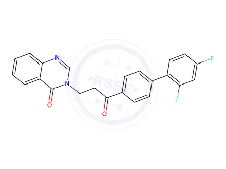 Chemical structure of 3-(3-(2',4'-Difluoro-[1,1'-biphenyl]-4-yl)-3-oxopropyl)quinazolin-4(3H)-one