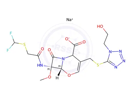 Chemical structure of Flomoxef Impurity 9 Sodium Sal