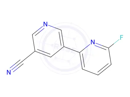 Chemical structure of 6-Fluoro-[2,3'-bipyridine]-5'-carbonitrile