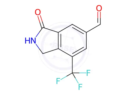 Chemical structure of 3-Oxo-7-(trifluoromethyl)isoindoline-5-carbaldehyde