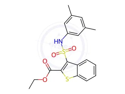 Chemical structure of Ethyl 3-(N-(3,5-dimethylphenyl)sulfamoyl)benzo[b]thiophene-2-carboxylate