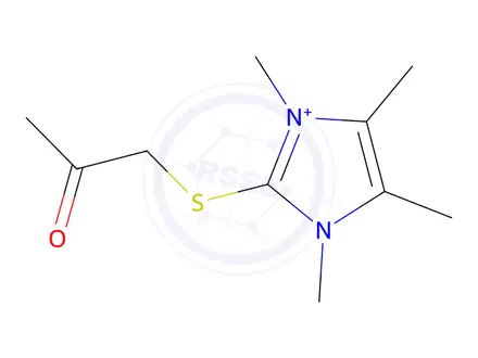 Chemical structure of 1,3,4,5-tetramethyl-2-((2-oxopropyl)thio)imidazolium