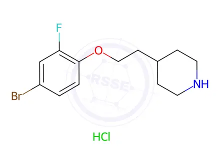 Chemical structure of 4-[2-(4-Bromo-2-fluorophenoxy)ethyl]piperidine hydrochloride