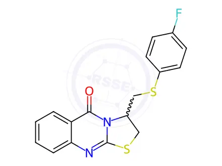Chemical structure of 3-{[(4-fluorophenyl)sulfanyl]methyl}-2H,3H,5H-[1,3]thiazolo[2,3-b]quinazolin-5-one