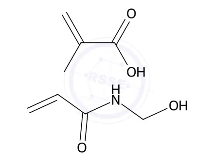 Chemical structure of 2-Propenoic acid, 2-methyl-, polymer with 1,3-butadiene, N-(hydroxymethyl)-2-propenamide and 2-propenenitrile