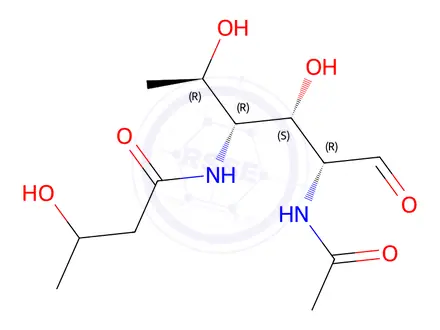 Chemical structure of 2-N-acetyl-4-N-(3-hydroxybutanoyl)-2,4,6-trideoxyglucose