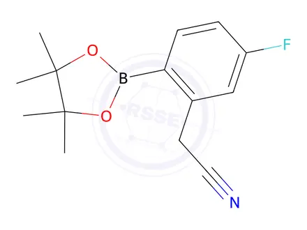 Chemical structure of 2-(5-Fluoro-2-(4,4,5,5-tetramethyl-1,3,2-dioxaborolan-2-yl)phenyl)acetonitrile