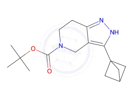 Chemical structure of Tert-butyl 3-(bicyclo[1.1.1]Pentan-1-yl)-2,4,6,7-tetrahydro-5H-pyrazolo[4,3-c]pyridine-5-carboxylate