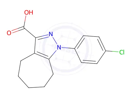 Chemical structure of 1-(4-Chlorophenyl)-1H,4H,5H,6H,7H,8H-cyclohepta[c]pyrazole-3-carboxylic Acid