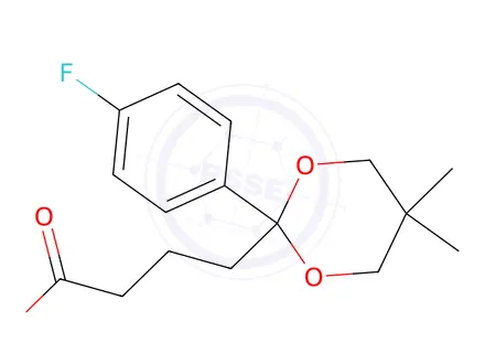 Chemical structure of 2-(4-Fluorophenyl)-5,5-dimethyl-1,3-dioxane-2-butanoic acid