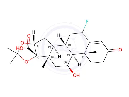 Chemical structure of (6α,11β,16α,17α)-6-Fluoro-11-hydroxy-16,17-[(1-methylethylidene)bis(oxy)]-3-oxo-androst-4-ene-17-carboxylic Acid