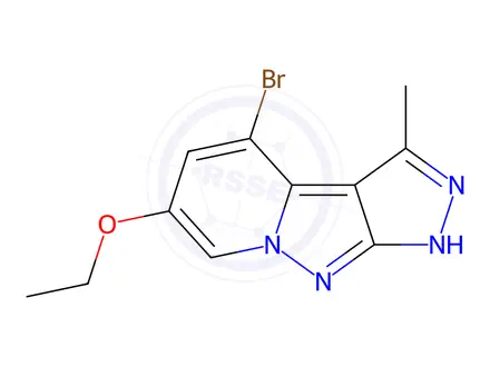 Chemical structure of 4-Bromo-6-ethoxy-3-methyl-9H-pyrazolo[3',4':3,4]pyrazolo[1,5-a]pyridine