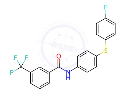 Chemical structure of N-{4-[(4-fluorophenyl)sulfanyl]phenyl}-3-(trifluoromethyl)benzamide