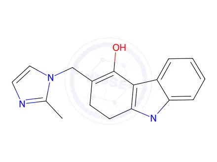 Chemical structure of 9-methyl-3-((2-methyl-1H-imidazol-1-yl)methyl)-2,9-dihydro-1H-carbazol-4-ol