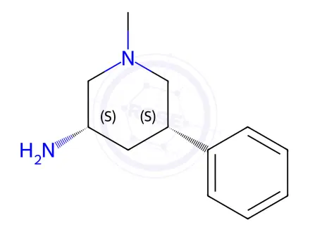 Chemical structure of (3S,5S)-1-methyl-5-phenylpiperidin-3-amine