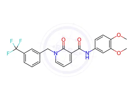 Chemical structure of N-(3,4-dimethoxyphenyl)-2-oxo-1-(3-(trifluoromethyl)benzyl)-1,2-dihydropyridine-3-carboxamide
