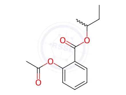Chemical structure of Benzoic acid, 2-(acetyloxy)-, 1-methylpropyl ester