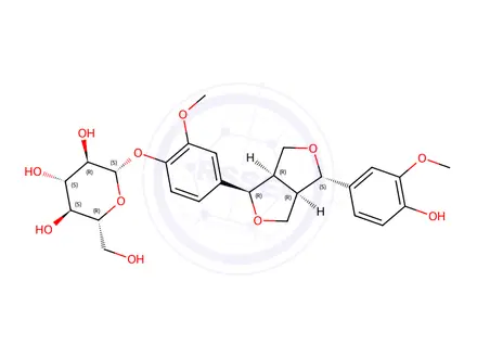 Chemical structure of (+)-epipinoresinol-4-O-β-D-glucoside